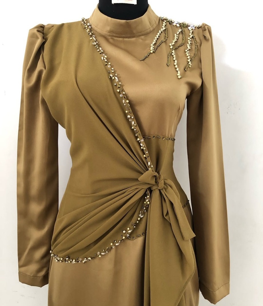 Gold embellished bridesmaid dress