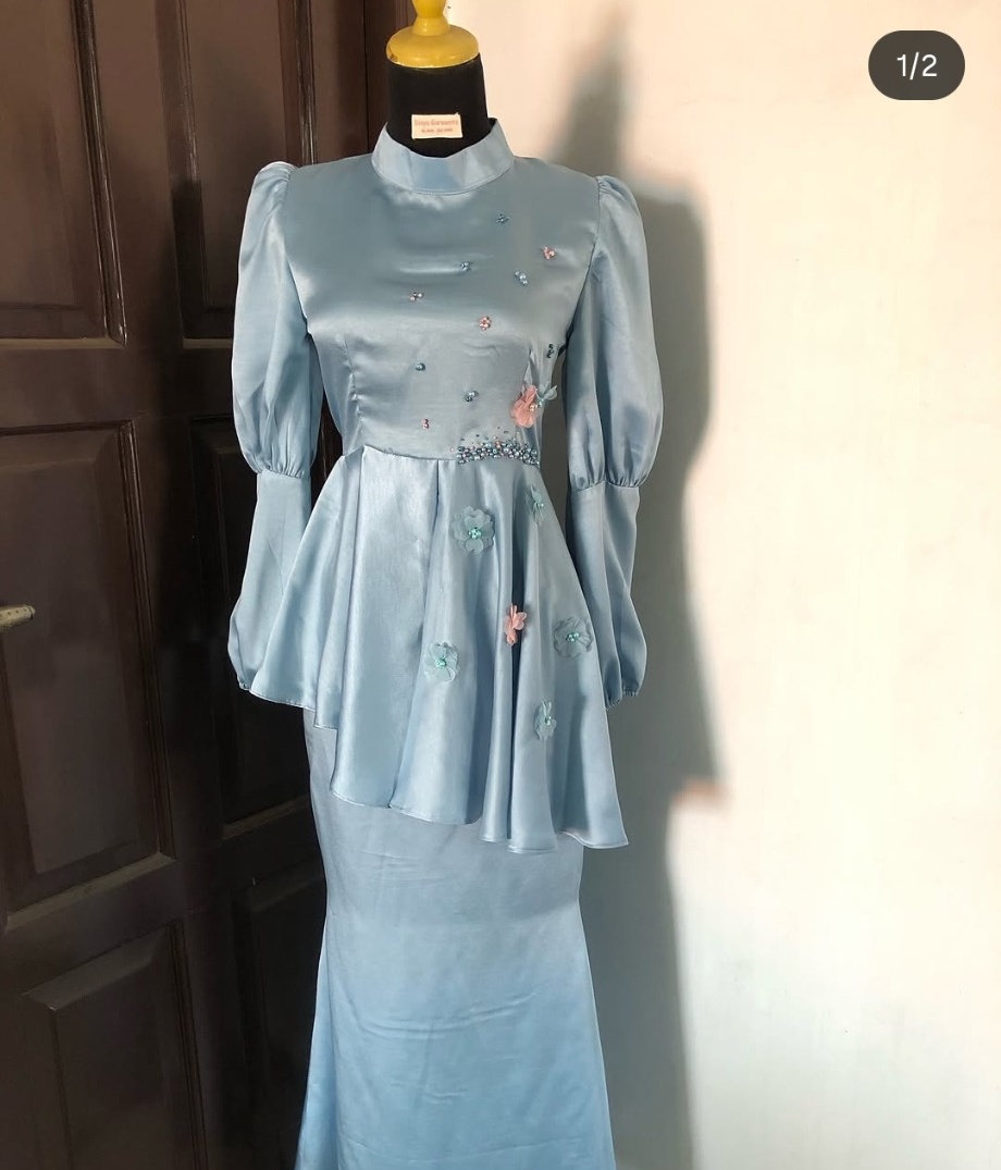 Sky blue embellished dress